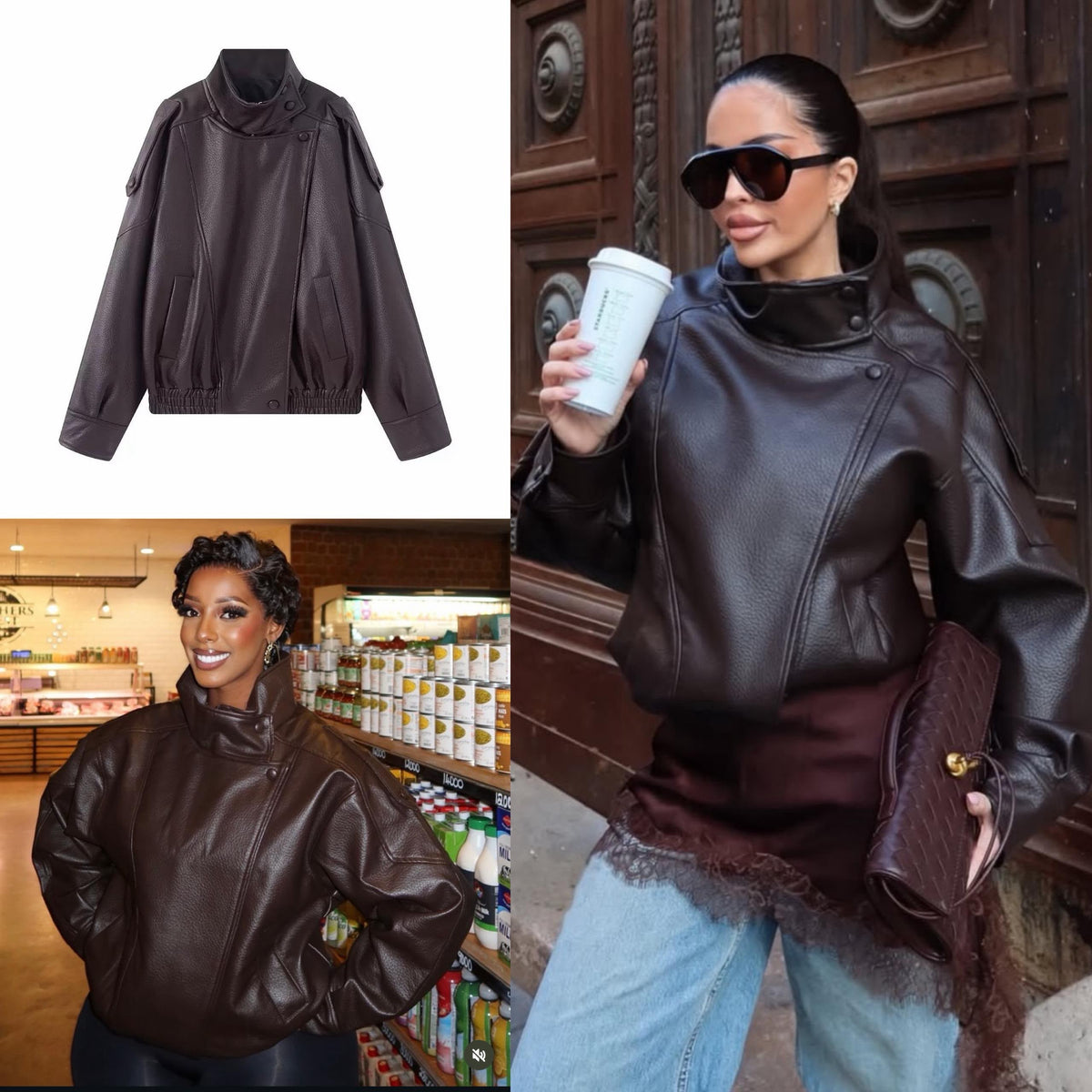 Zara PU Pebbled Latex Jacket