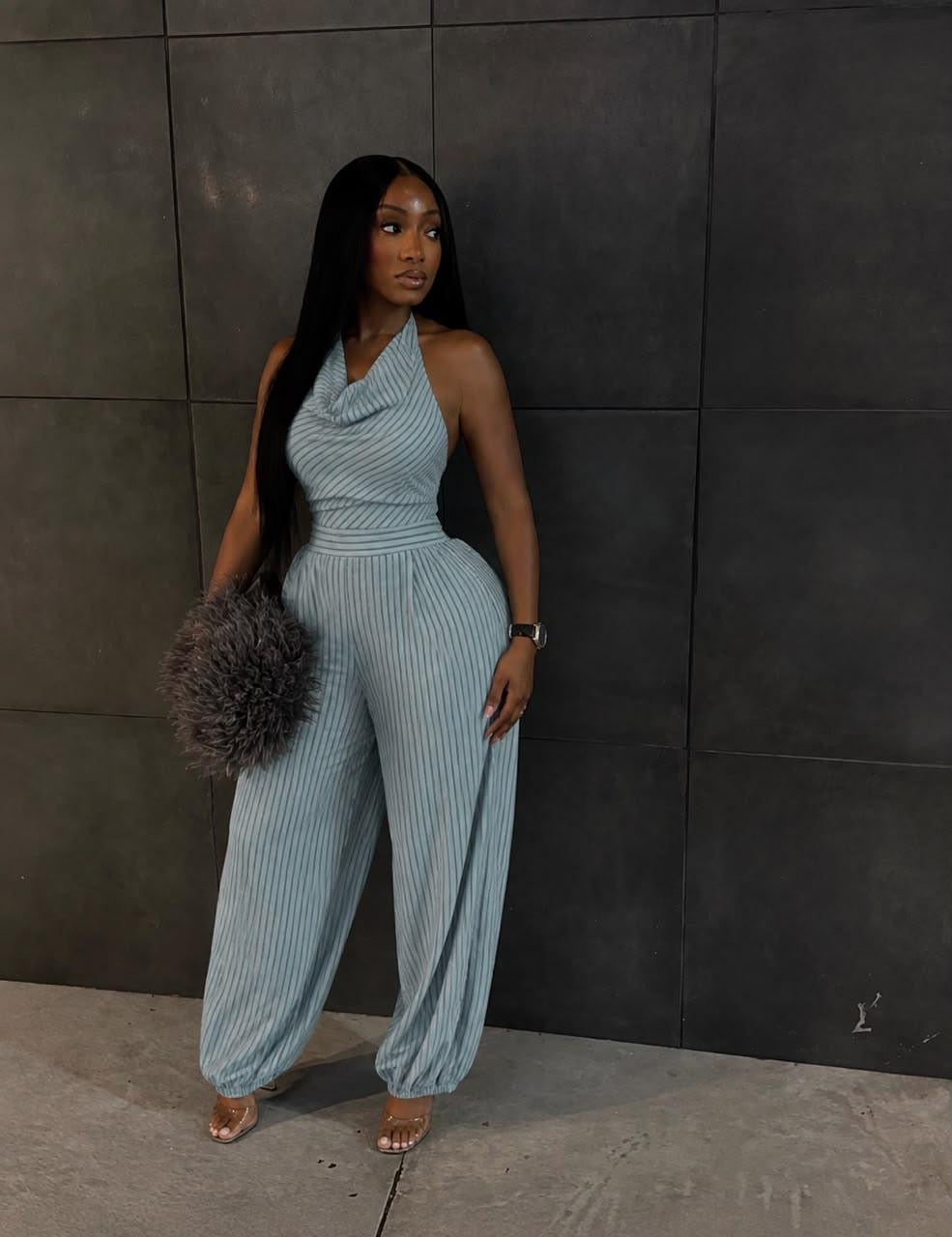 Draped Linen Sarouel Jumpsuit